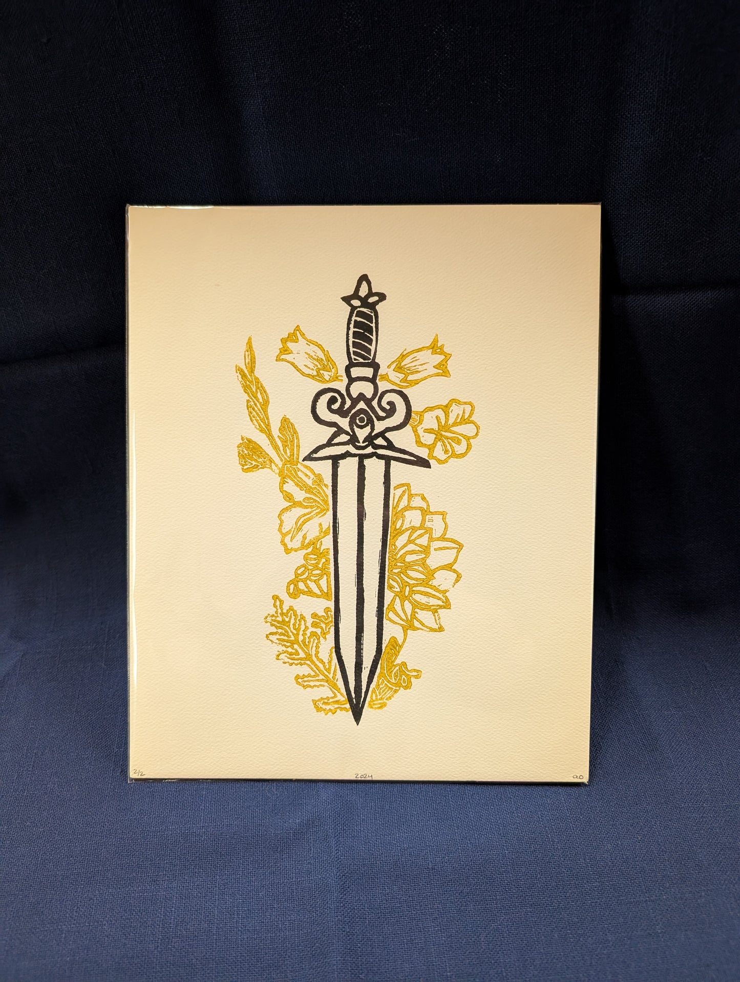 Stabby Daggers 8" x 10" lino print