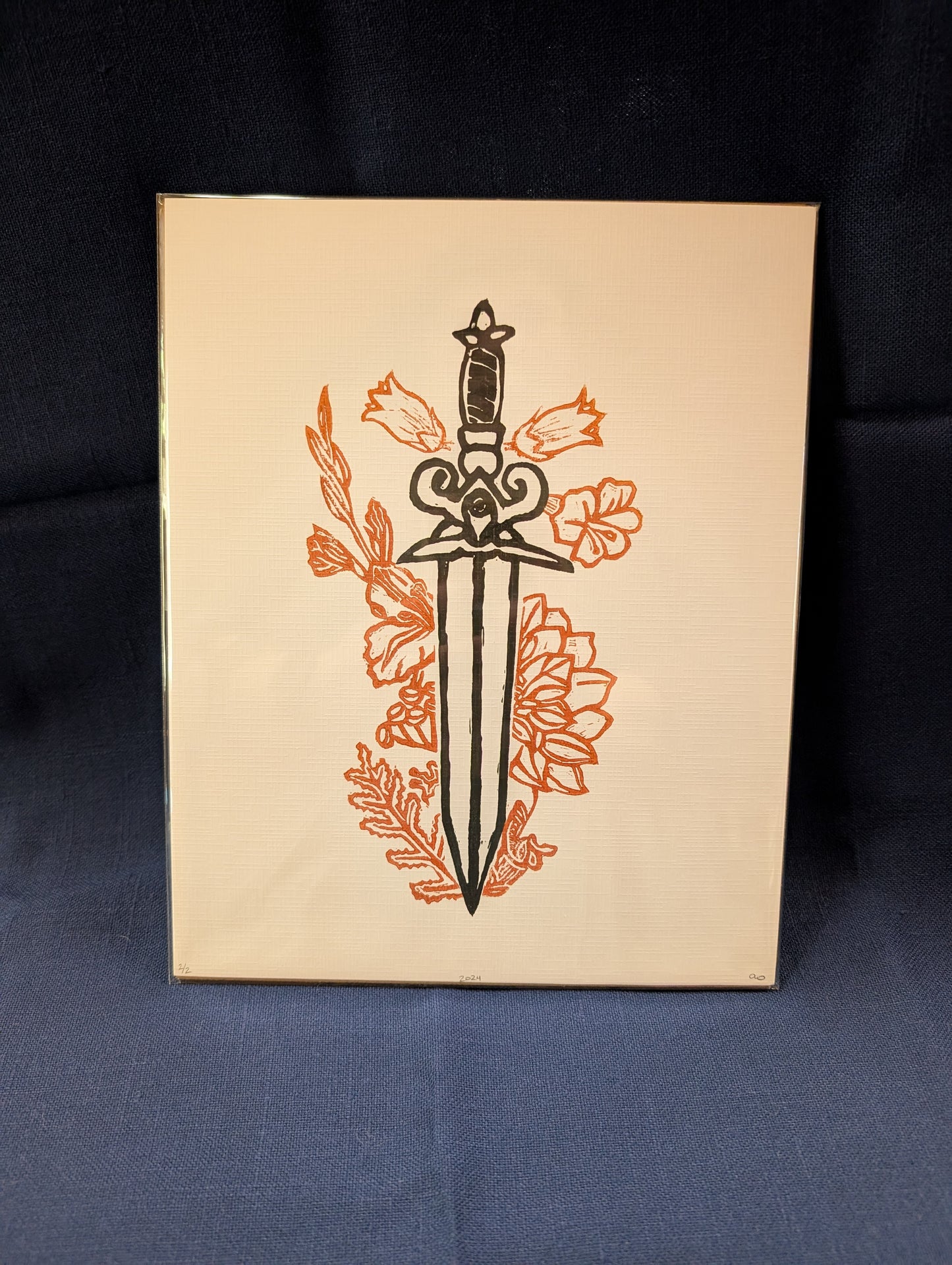 Stabby Daggers 8" x 10" lino print