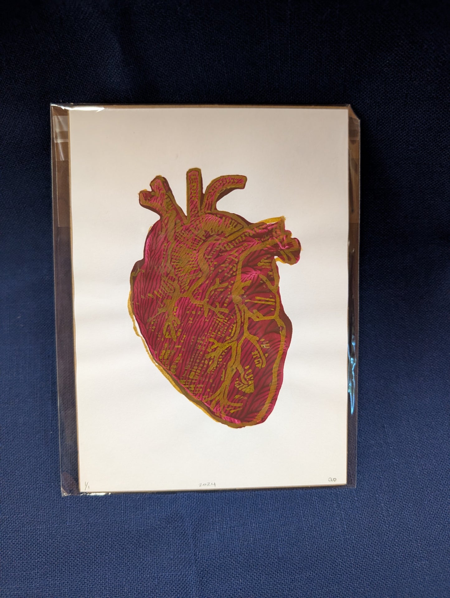 Heart Lino print