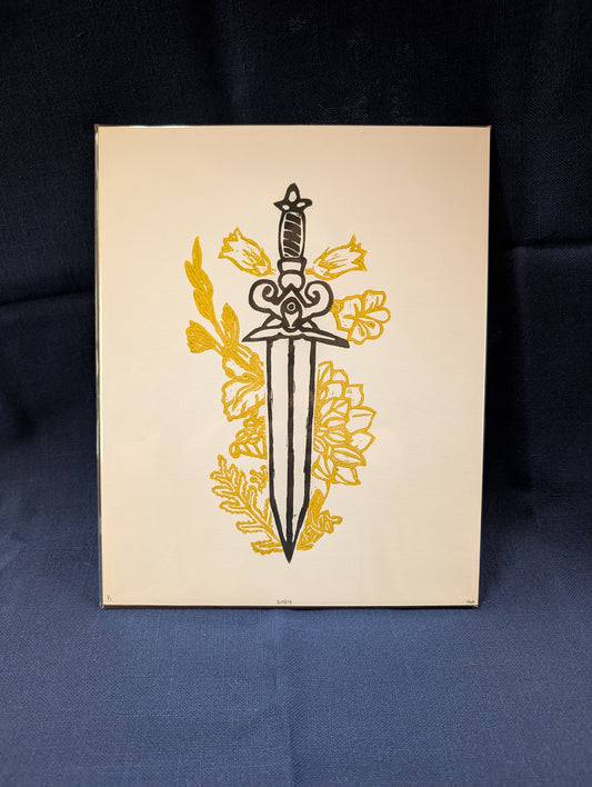 Stabby Daggers 8" x 10" lino print