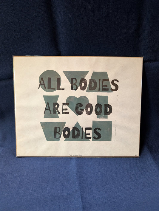 All Bodies 8" x 10" lino print